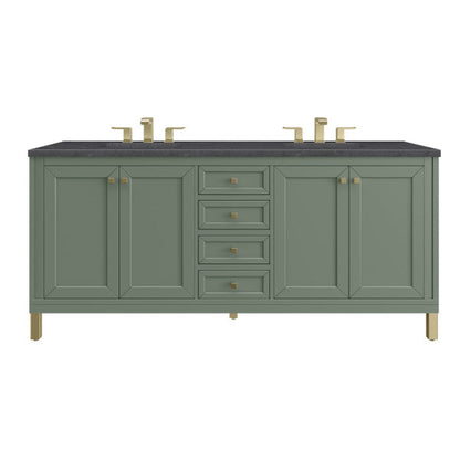 James Martin Vanities Chicago 72" Smokey Celadon Double Vanity With 3cm Charcoal Soapstone Top