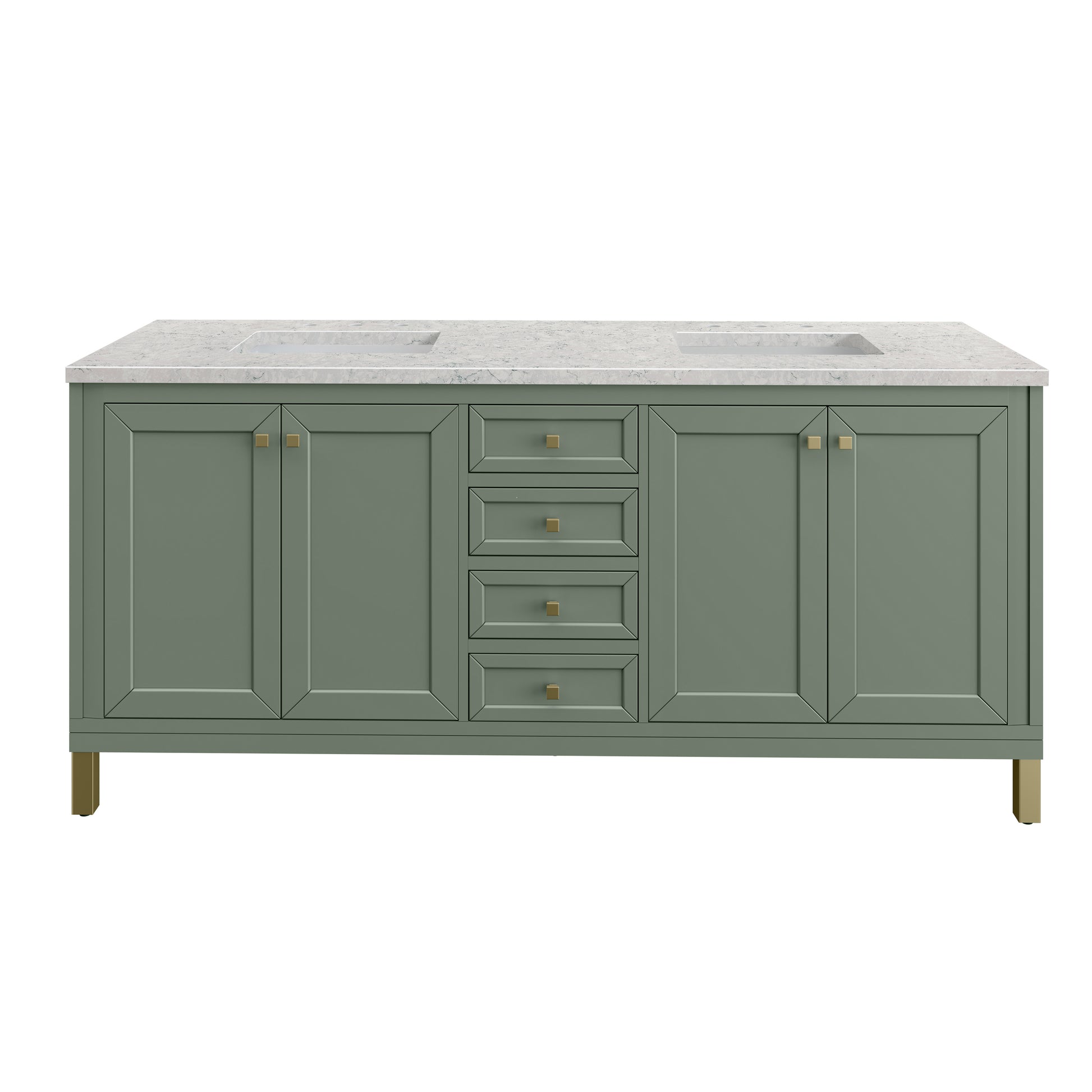James Martin Vanities Chicago 72" Smokey Celadon Double Vanity With 3cm Eternal Jasmine Pearl Silestone Top