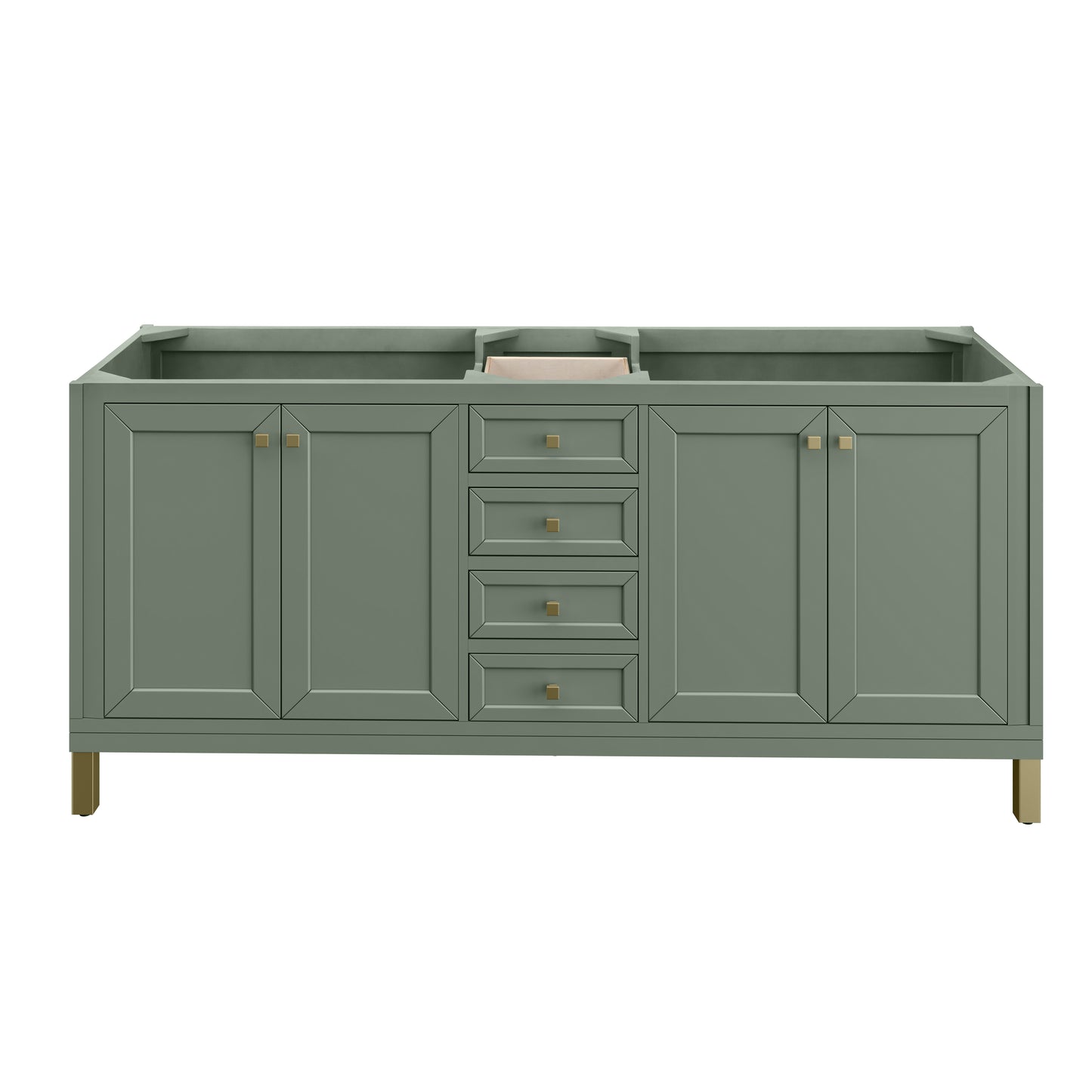James Martin Vanities Chicago 72" Smokey Celadon Double Vanity With 3cm Eternal Jasmine Pearl Silestone Top