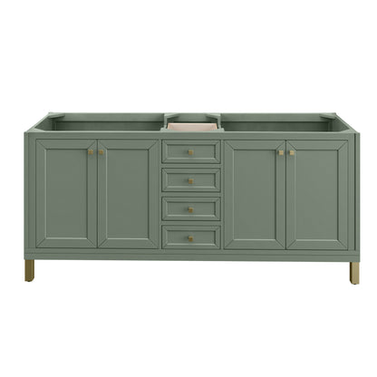 James Martin Vanities Chicago 72" Smokey Celadon Double Vanity With 3cm Eternal Jasmine Pearl Silestone Top