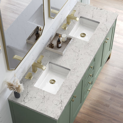 James Martin Vanities Chicago 72" Smokey Celadon Double Vanity With 3cm Eternal Jasmine Pearl Silestone Top