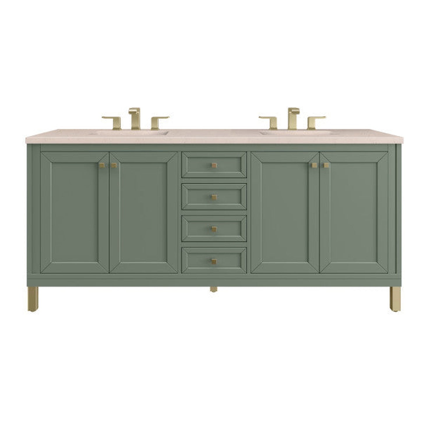 James Martin Vanities Chicago 72" Smokey Celadon Double Vanity With 3cm Eternal Marfil Top