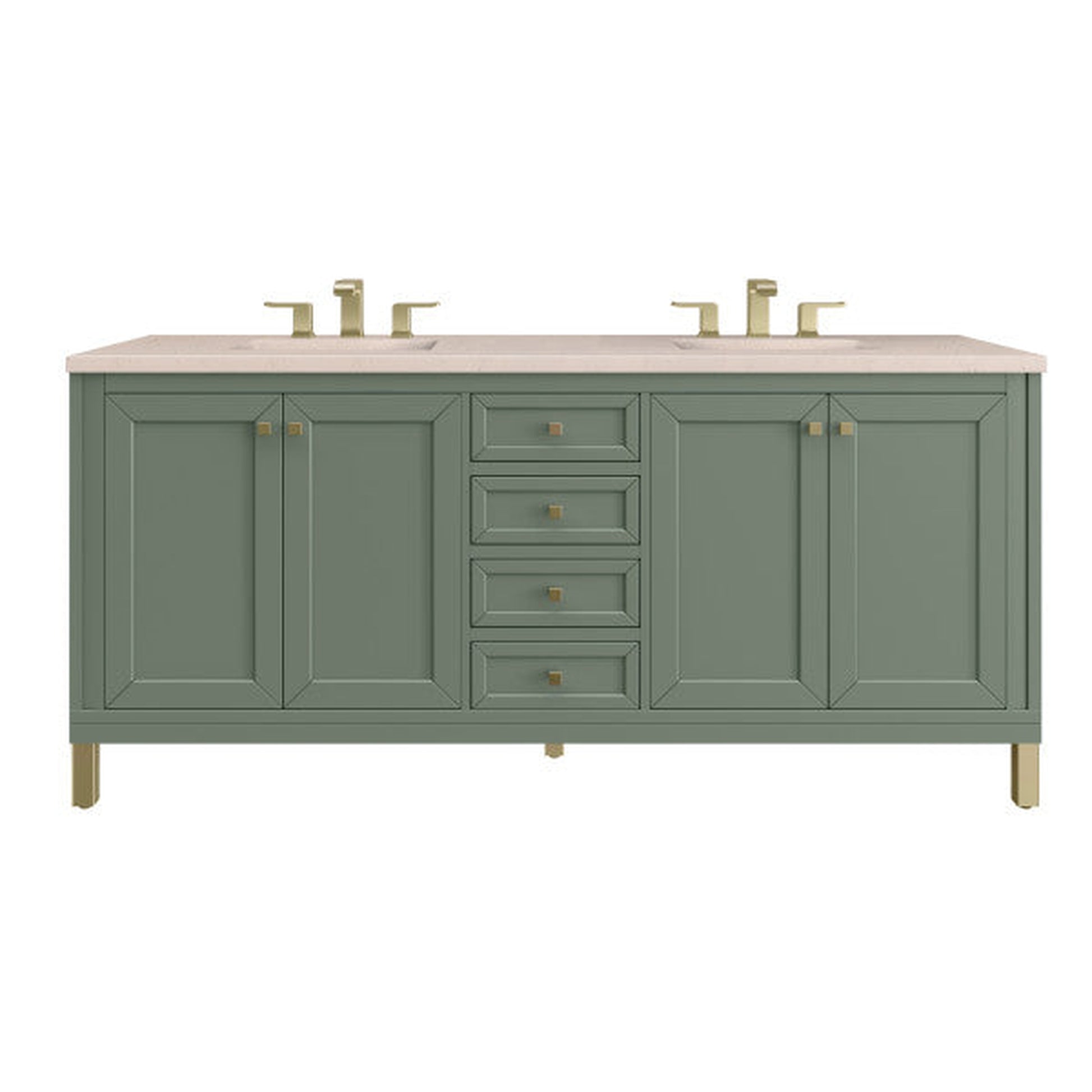 James Martin Vanities Chicago 72" Smokey Celadon Double Vanity With 3cm Eternal Marfil Top