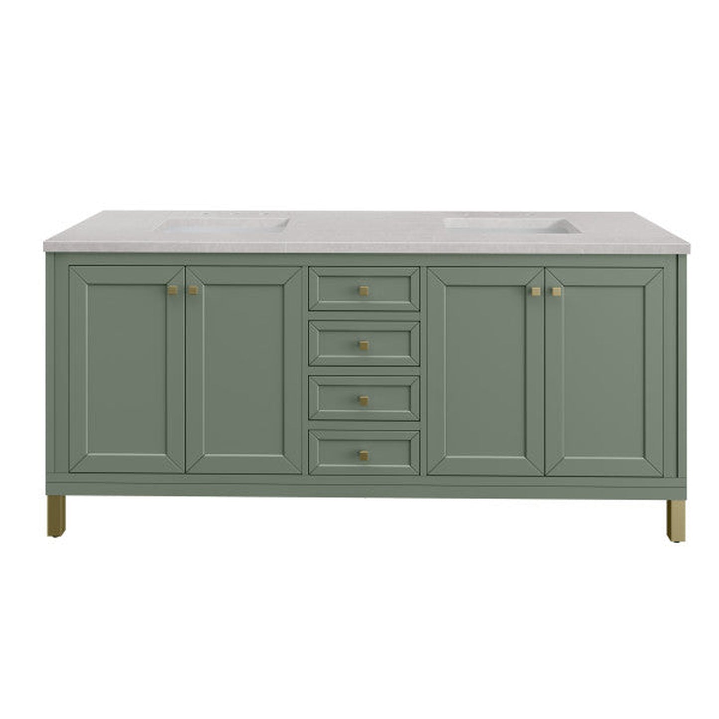 James Martin Vanities Chicago 72" Smokey Celadon Double Vanity With 3cm Eternal Serena Top