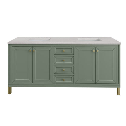 James Martin Vanities Chicago 72" Smokey Celadon Double Vanity With 3cm Eternal Serena Top