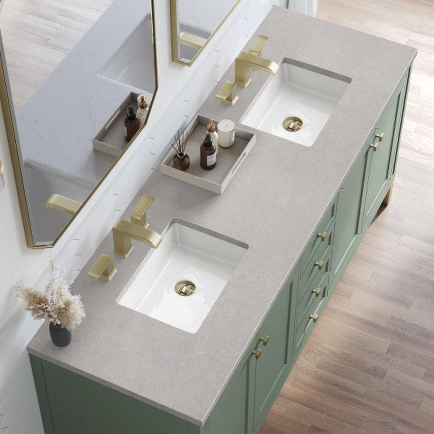 James Martin Vanities Chicago 72" Smokey Celadon Double Vanity With 3cm Eternal Serena Top