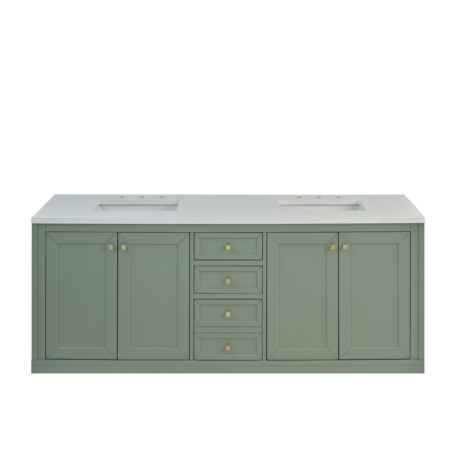 James Martin Vanities Chicago 72" Smokey Celadon Double Vanity With 3cm White Zeus Silestone Top
