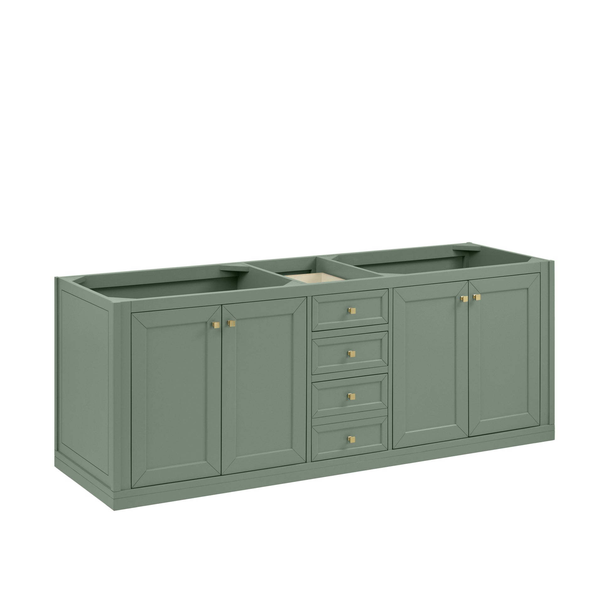 James Martin Vanities Chicago 72" Smokey Celadon Double Vanity With 3cm White Zeus Silestone Top