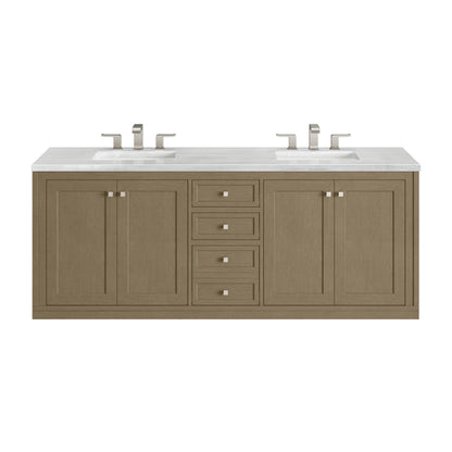 James Martin Vanities Chicago 72" Walnut Whisper Double Vanity With 3cm Arctic Fall Solid Surface Top