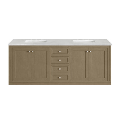 James Martin Vanities Chicago 72" Walnut Whisper Double Vanity With 3cm Arctic Fall Solid Surface Top