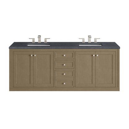 James Martin Vanities Chicago 72" Walnut Whisper Double Vanity With 3cm Charcoal Soapstone Silestone Top