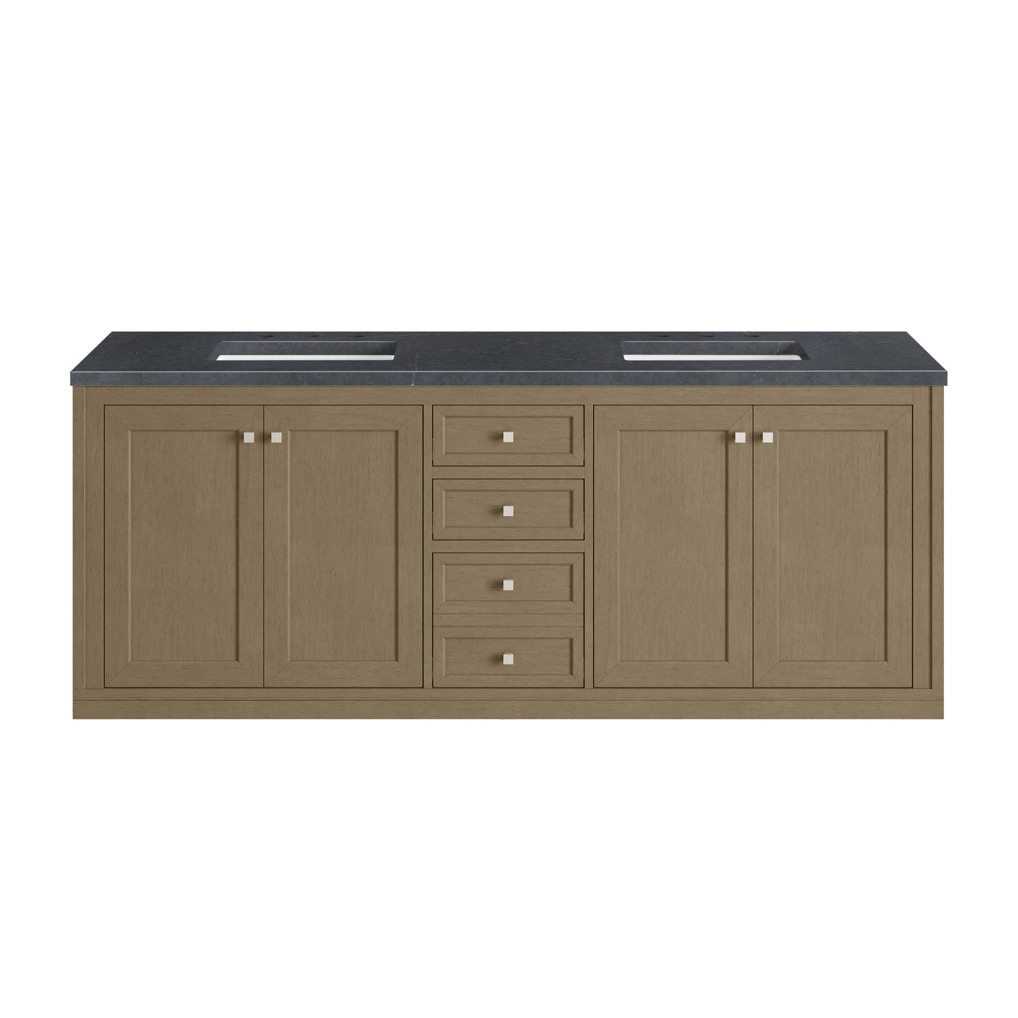 James Martin Vanities Chicago 72" Walnut Whisper Double Vanity With 3cm Charcoal Soapstone Silestone Top