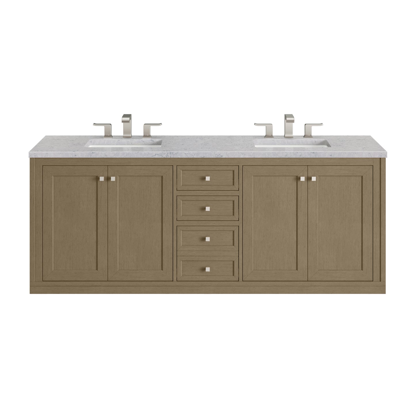 James Martin Vanities Chicago 72" Walnut Whisper Double Vanity With 3cm Eternal Jasmine Pearl Silestone Top