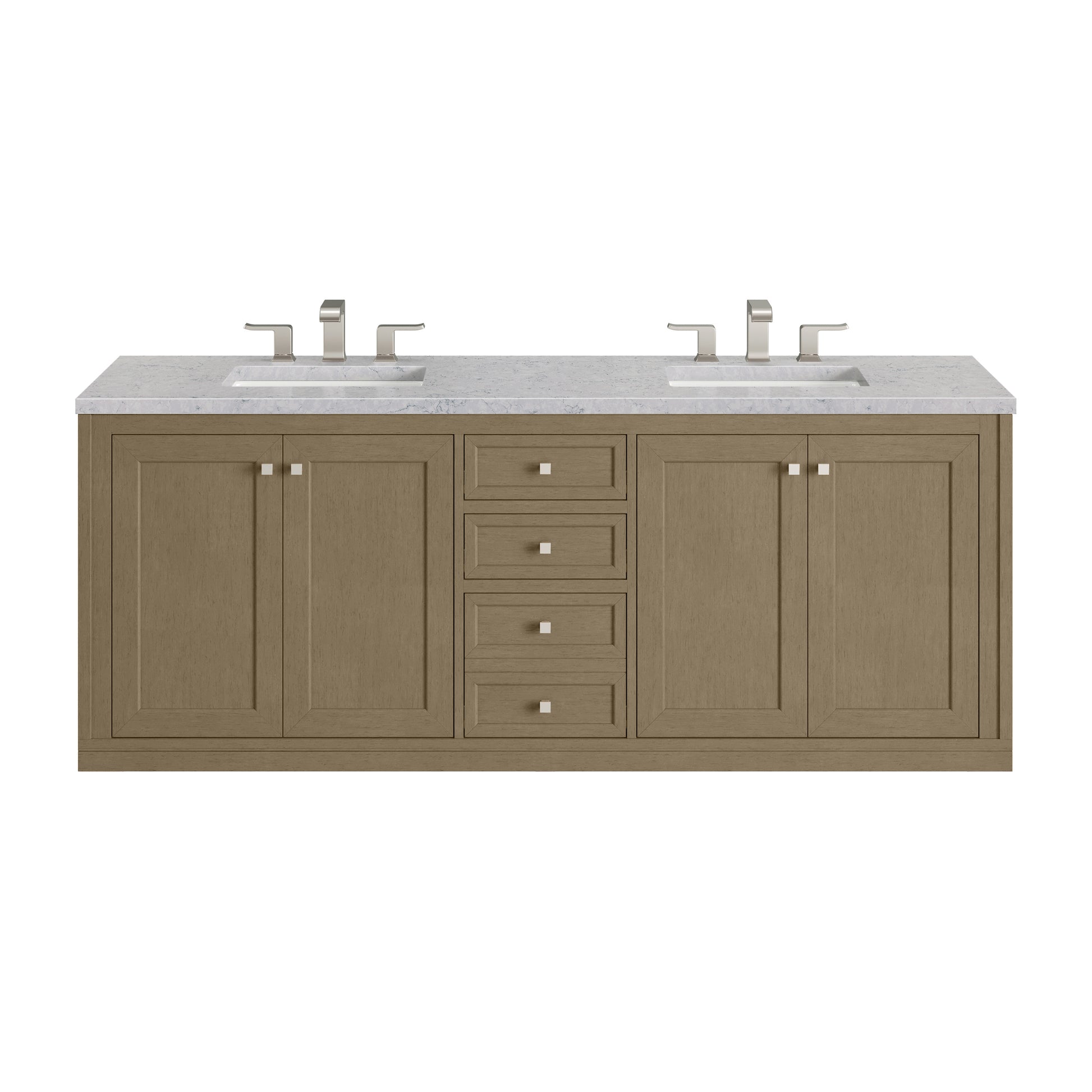 James Martin Vanities Chicago 72" Walnut Whisper Double Vanity With 3cm Eternal Jasmine Pearl Silestone Top