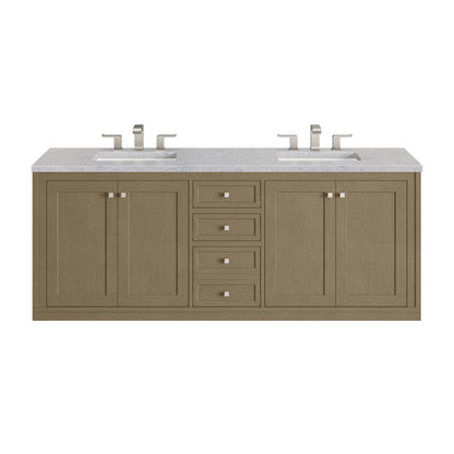 James Martin Vanities Chicago 72" Walnut Whisper Double Vanity With 3cm Eternal Jasmine Pearl Silestone Top