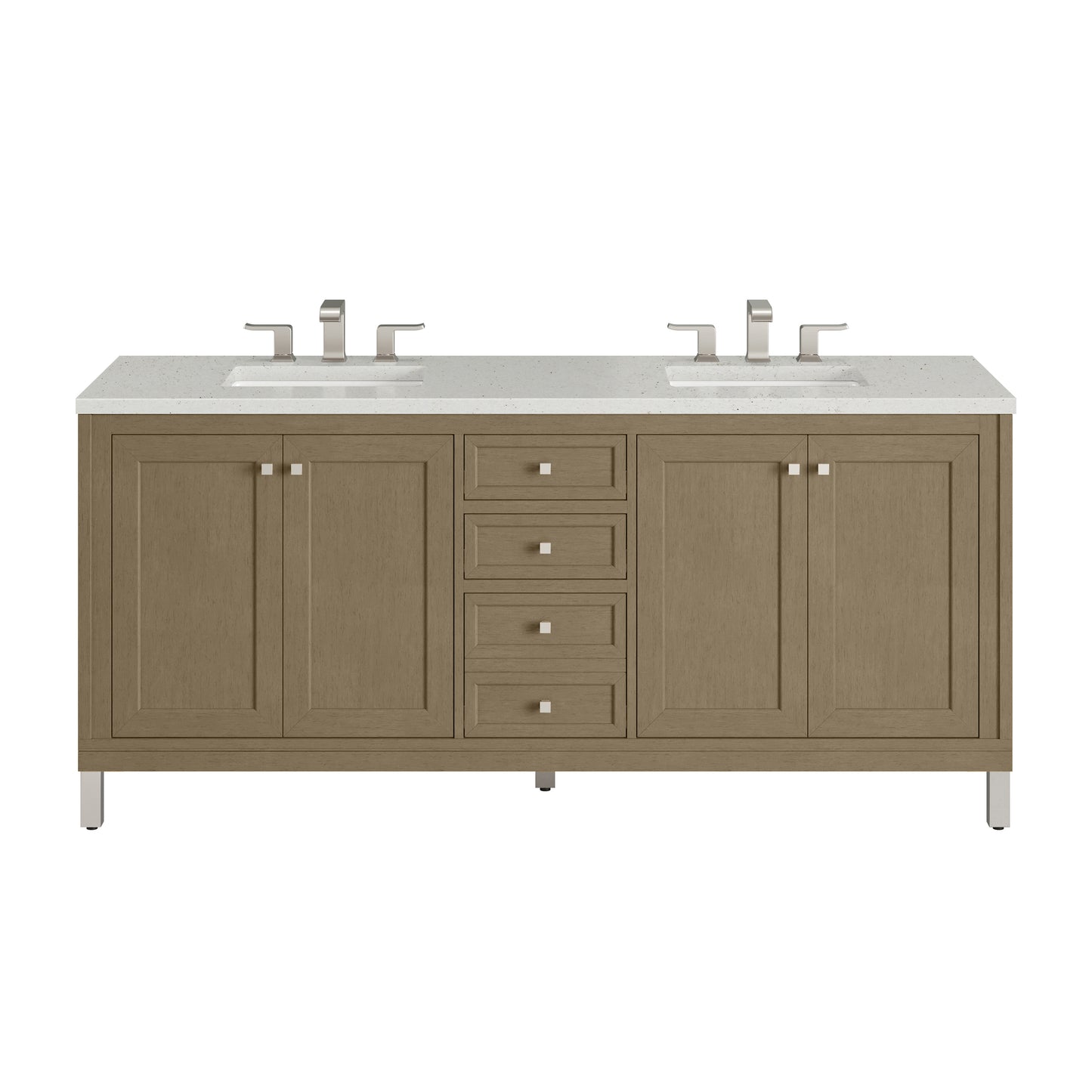 James Martin Vanities Chicago 72" Walnut Whisper Double Vanity With 3cm Lime Delight Silestone Top