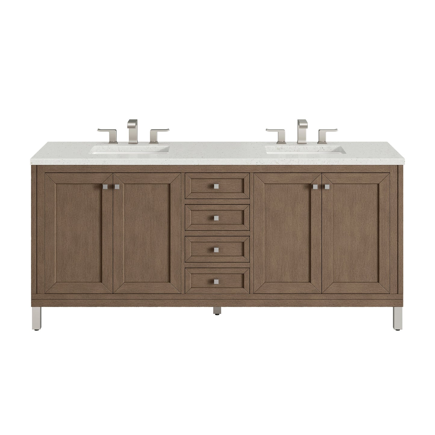 James Martin Vanities Chicago 72" Whitewashed Walnut Double Vanity With 3 cm Lime Delight Quartz Top