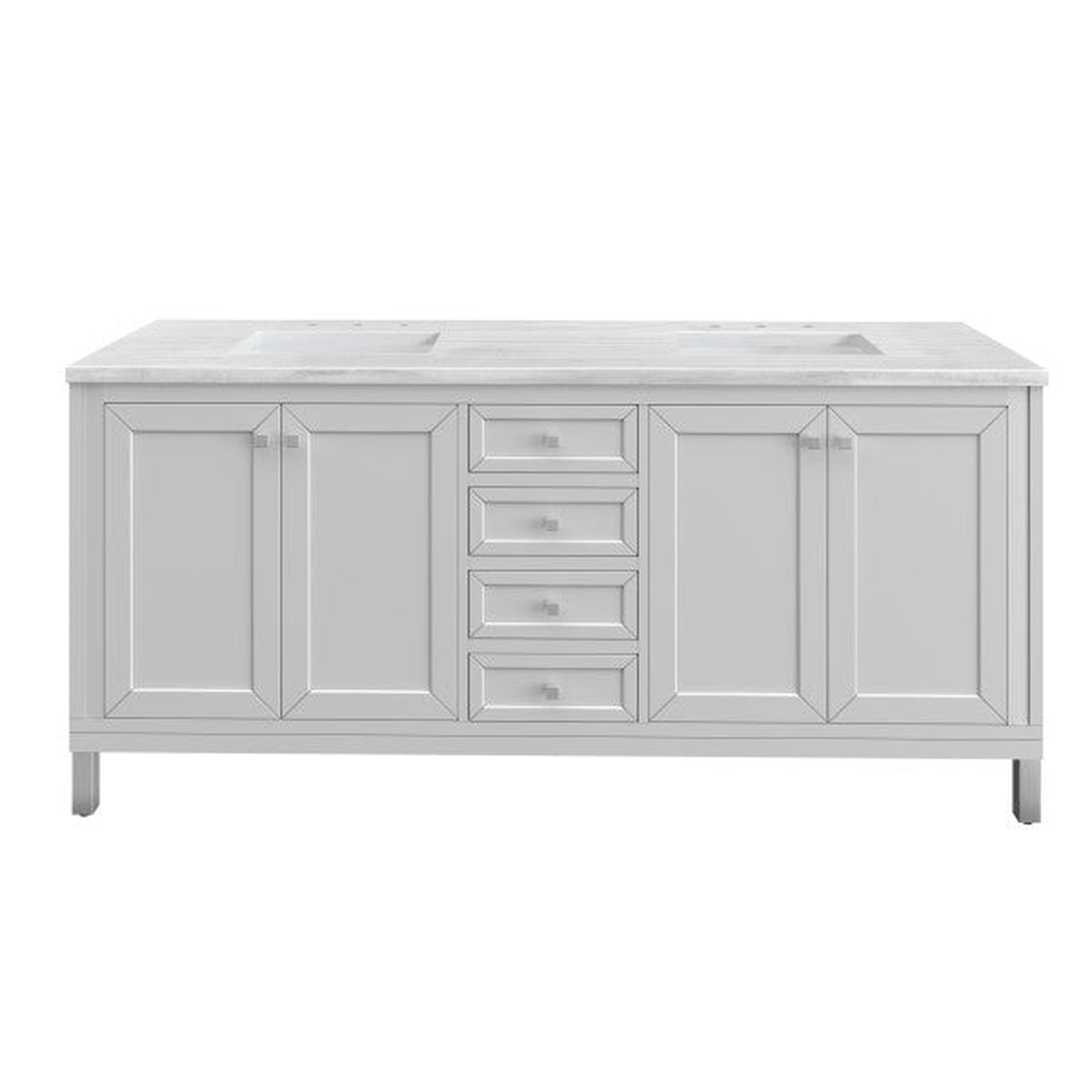 James Martin Vanities Chicago Brushed Nickel Knobs and Legs Set for V72"