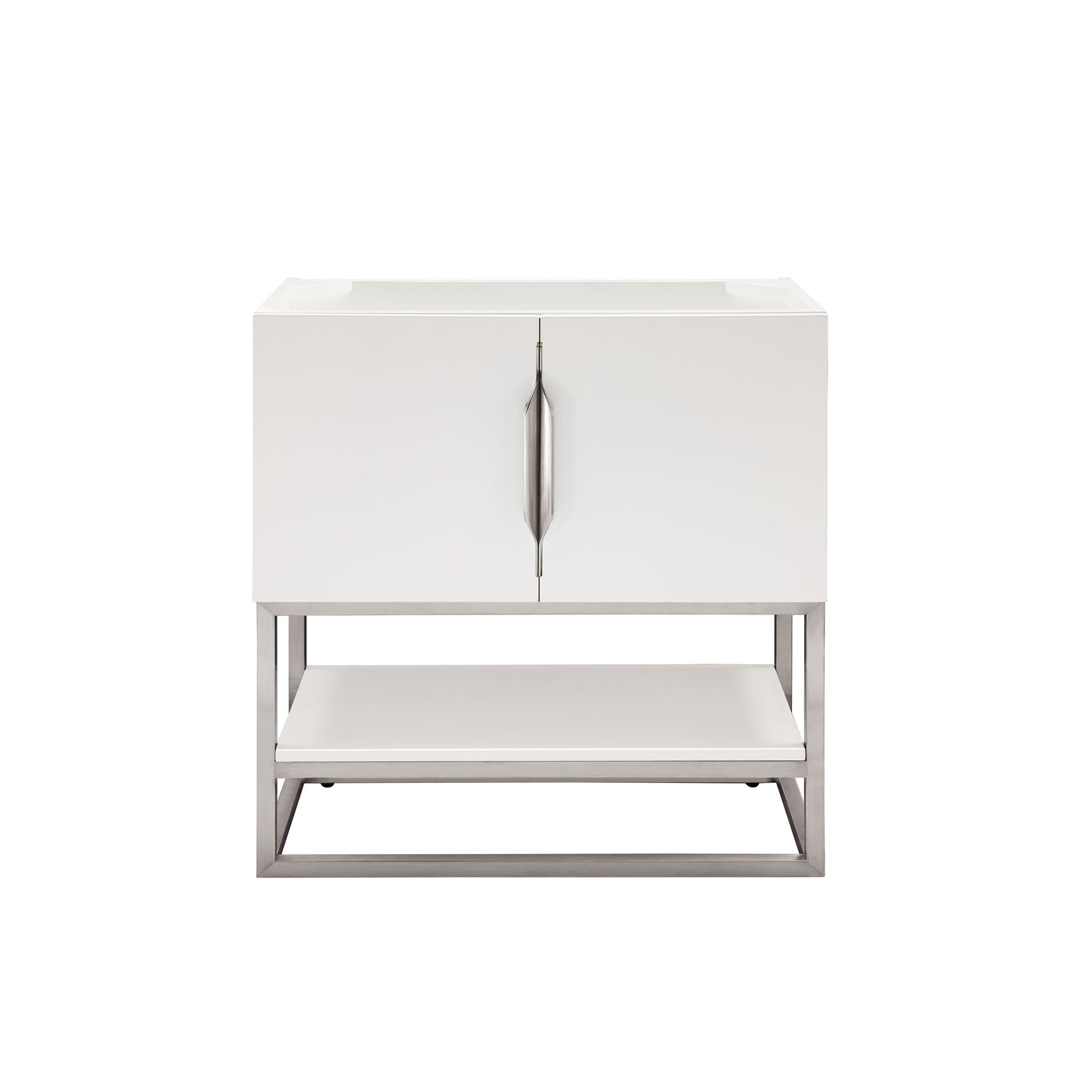 James Martin Vanities Columbia 31.5" Glossy White and Brushed Nickel Single Vanity Cabinet