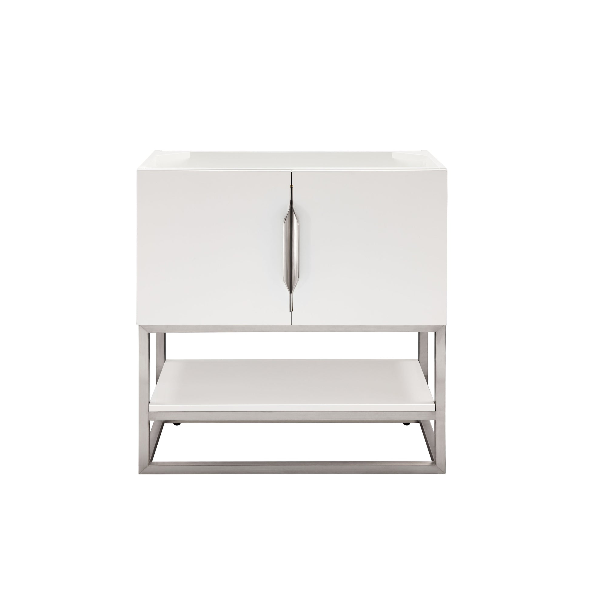 James Martin Vanities Columbia 31.5" Glossy White and Brushed Nickel Single Vanity Cabinet