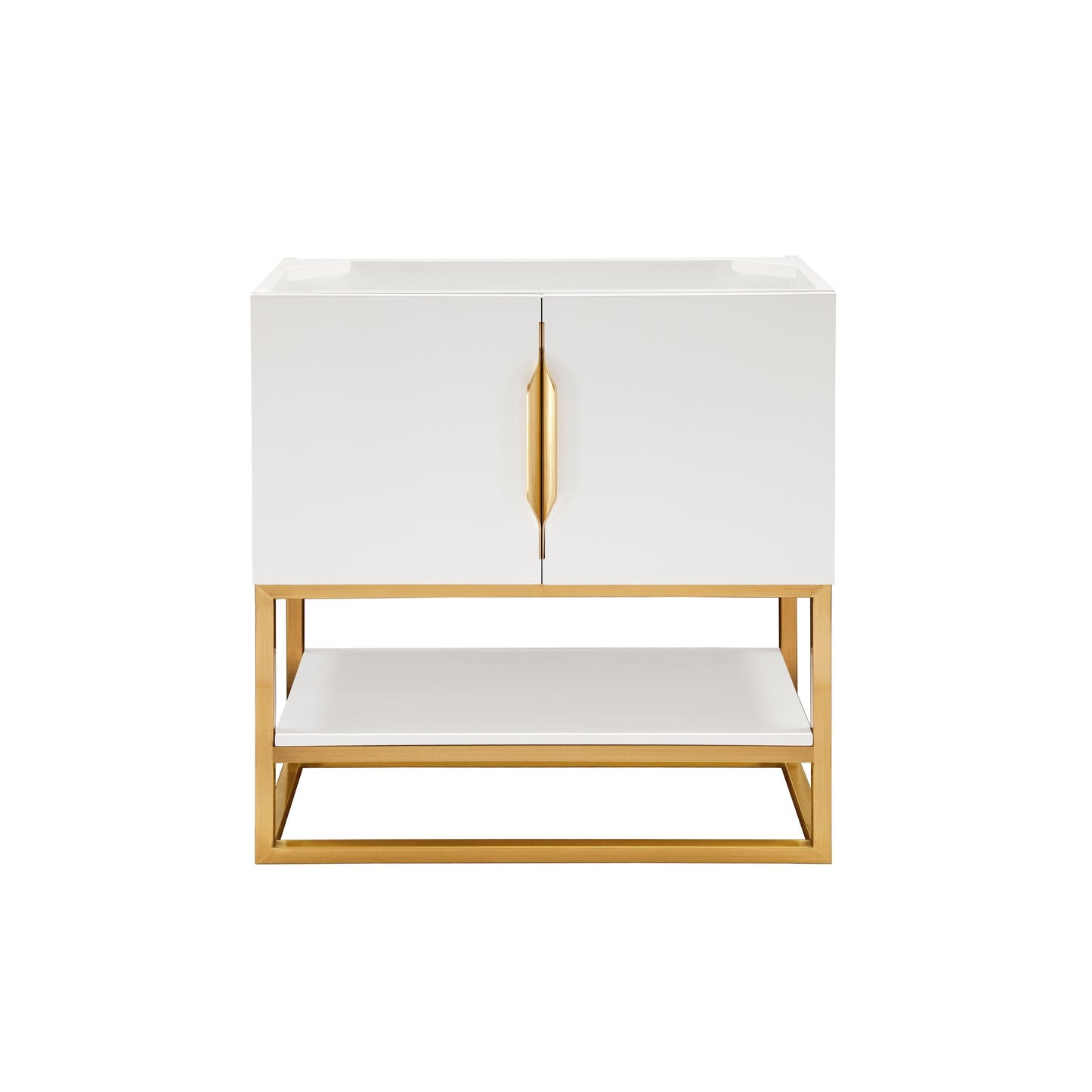 James Martin Vanities Columbia 31.5" Glossy White and Radiant Gold Single Vanity Cabinet