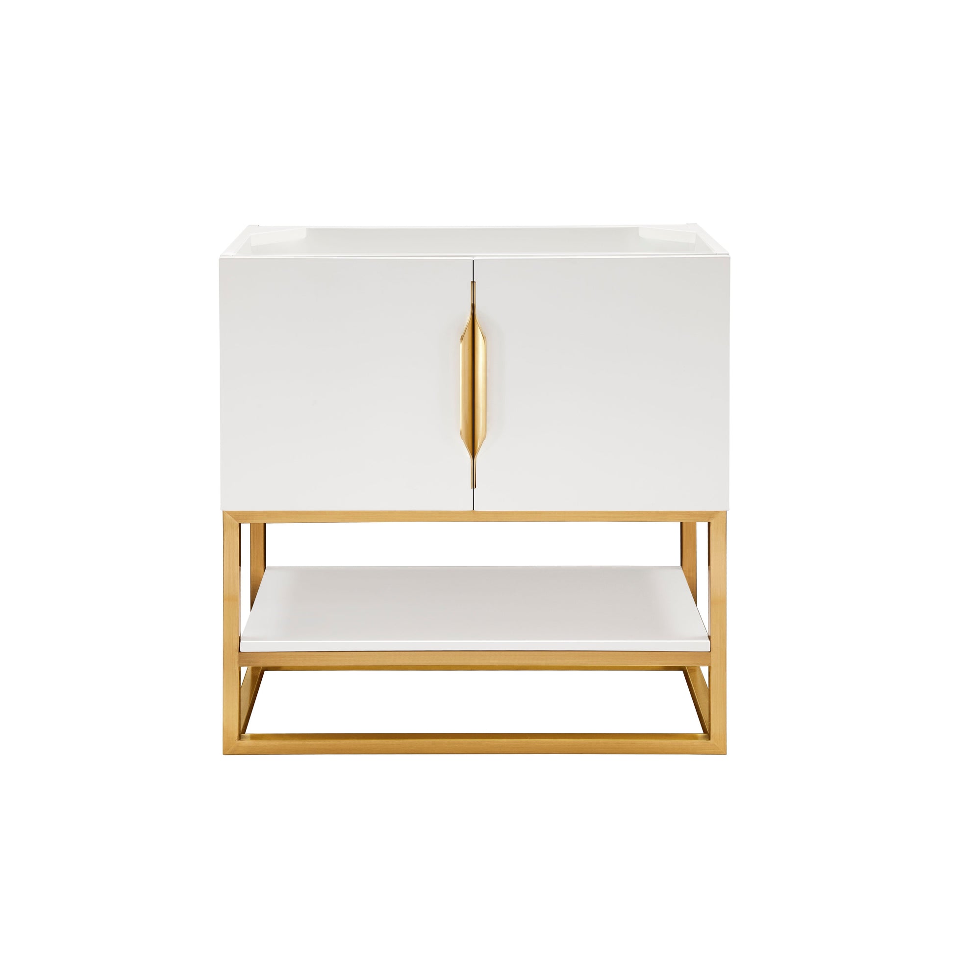 James Martin Vanities Columbia 31.5" Glossy White and Radiant Gold Single Vanity Cabinet