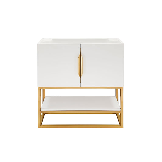 James Martin Vanities Columbia 31.5" Glossy White and Radiant Gold Single Vanity Cabinet