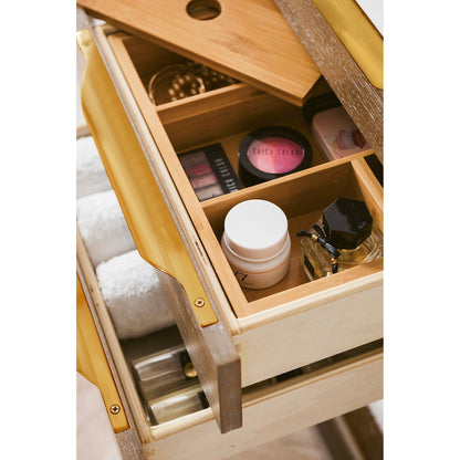 James Martin Vanities Columbia 36" Latte Oak and Radiant Gold Single Vanity With Glossy White Composite Stone Top