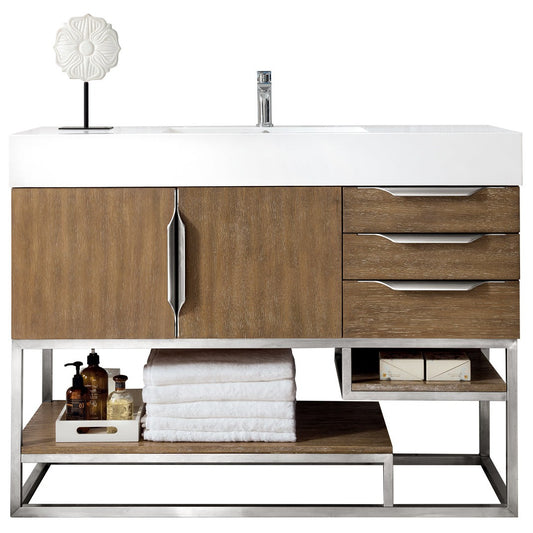 James Martin Vanities Columbia 48" Latte Oak and Brushed Nickel Single Vanity Cabinet