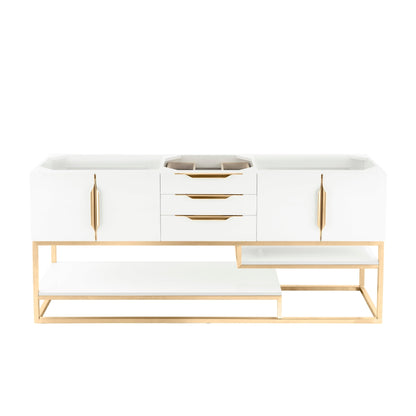 James Martin Vanities Columbia 72" Glossy White, Radiant Gold Single Vanity