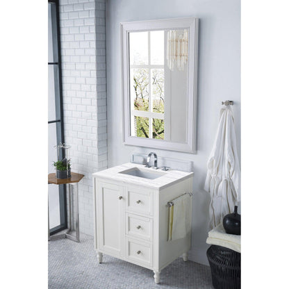 James Martin Vanities Copper Cove Encore 30" Bright White Single Vanity With 3cm Arctic Fall Solid Surface Top