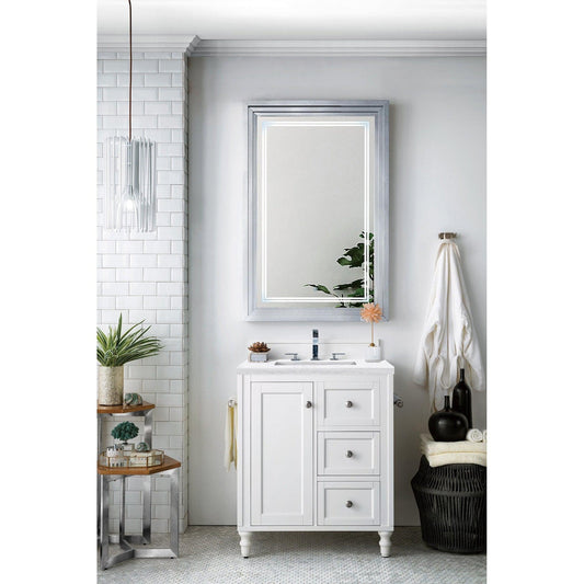 James Martin Vanities Copper Cove Encore 30" Bright White Single Vanity With 3cm Arctic Fall Solid Surface Top