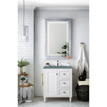 James Martin Vanities Copper Cove Encore 30" Bright White Single Vanity With 3cm Cala Blue Quartz Top