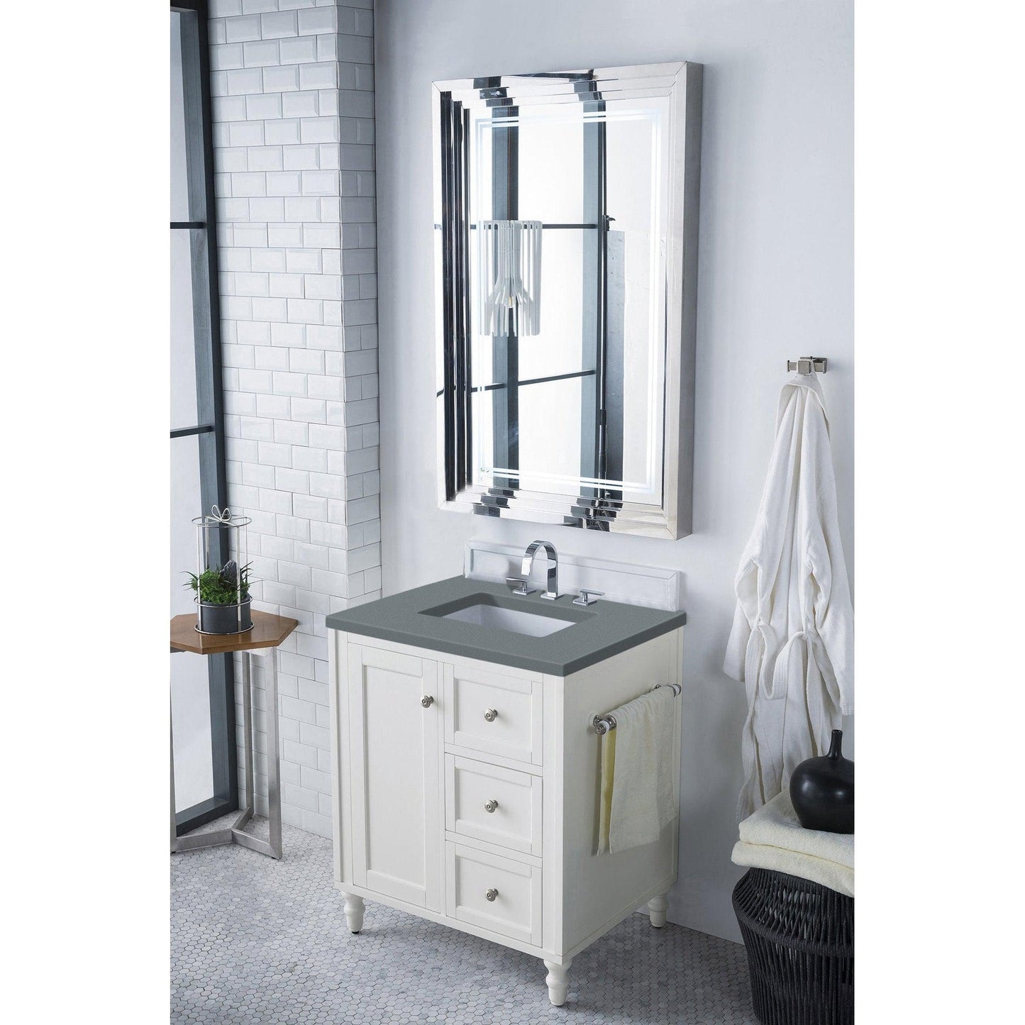 James Martin Vanities Copper Cove Encore 30" Bright White Single Vanity With 3cm Cala Blue Quartz Top