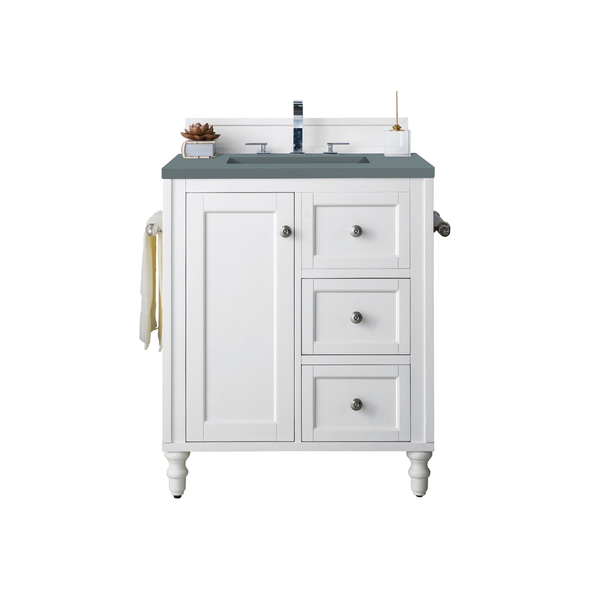 James Martin Vanities Copper Cove Encore 30" Bright White Single Vanity With 3cm Cala Blue Quartz Top