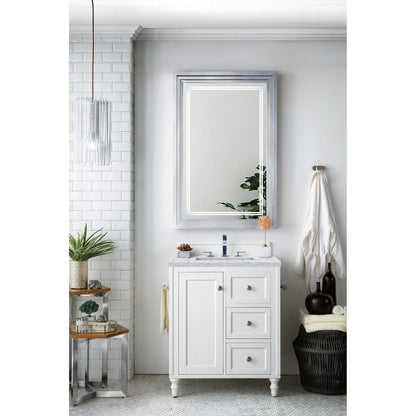 James Martin Vanities Copper Cove Encore 30" Bright White Single Vanity With 3cm Carrara Marble Top