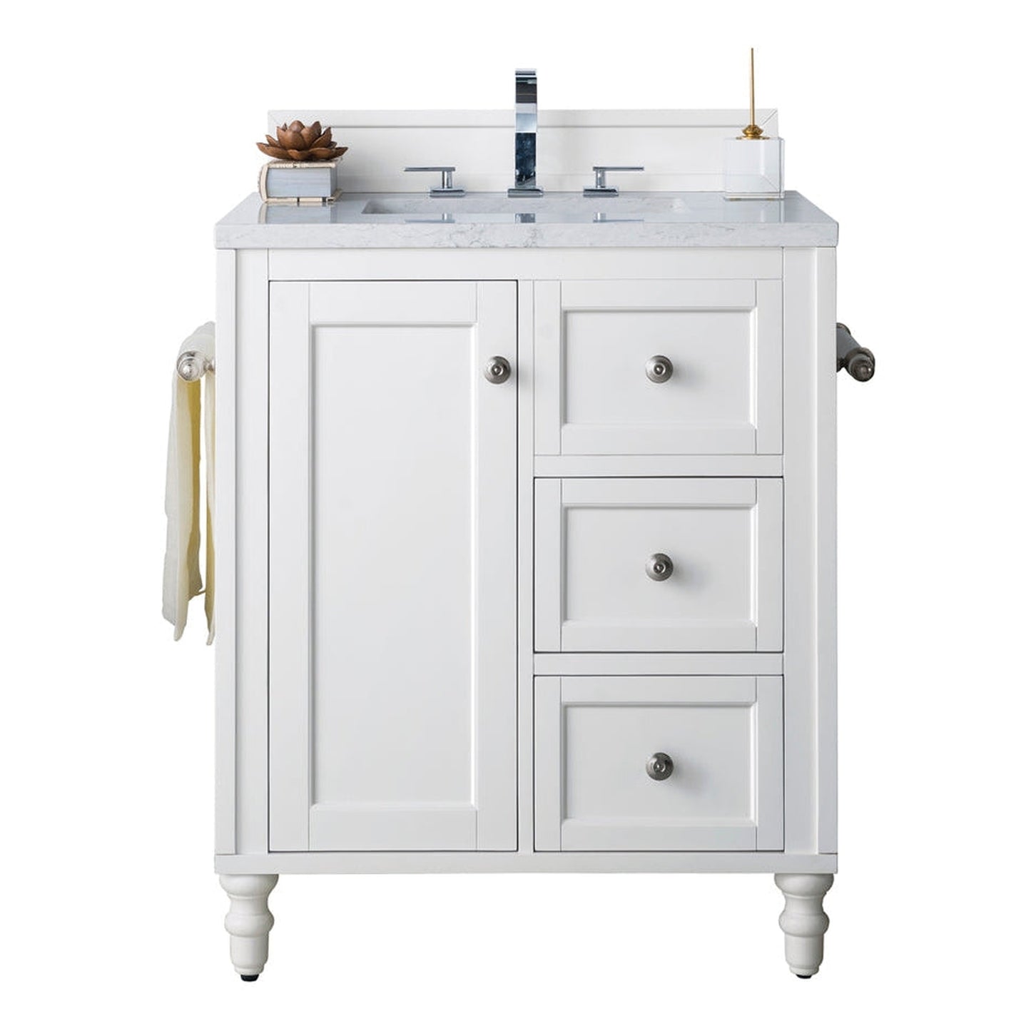 James Martin Vanities Copper Cove Encore 30" Bright White Single Vanity With 3cm Eternal Jasmine Pearl Quartz Top