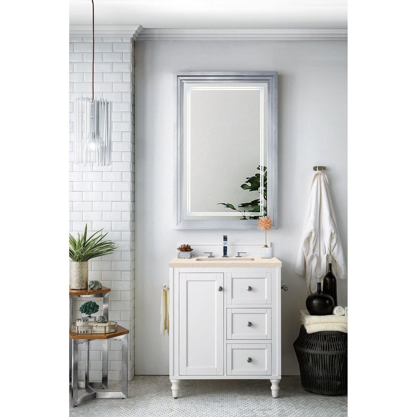 James Martin Vanities Copper Cove Encore 30" Bright White Single Vanity With 3cm Eternal Marfil Quartz Top