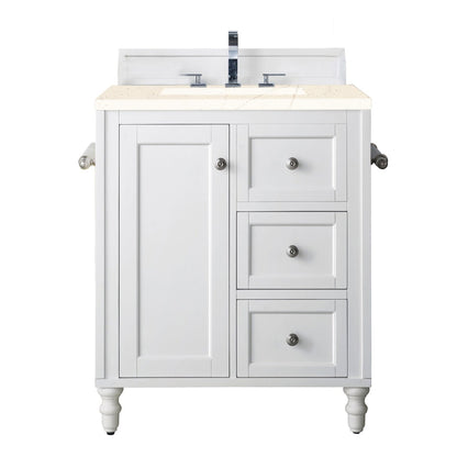 James Martin Vanities Copper Cove Encore 30" Bright White Single Vanity With 3cm Eternal Marfil Quartz Top