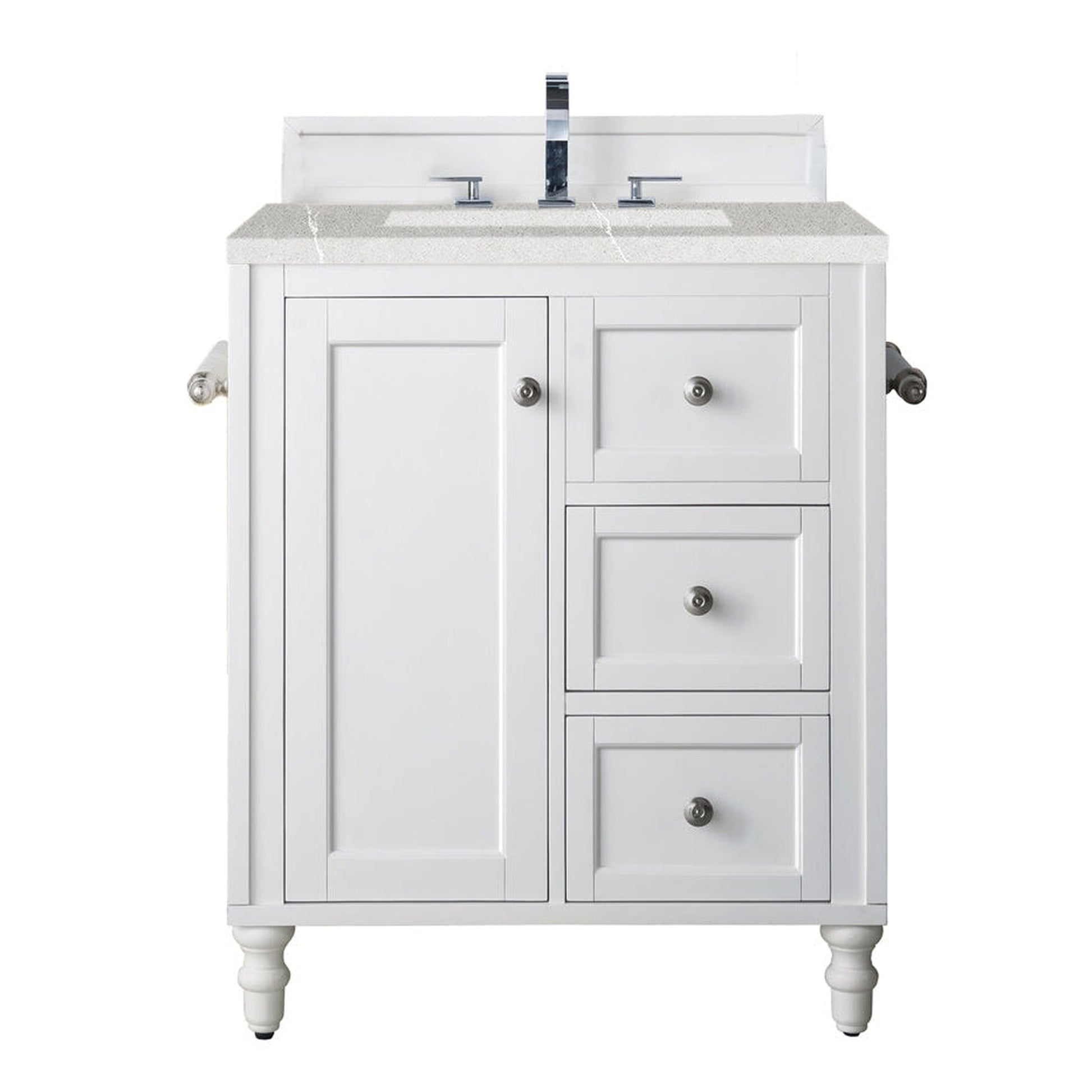 James Martin Vanities Copper Cove Encore 30" Bright White Single Vanity With 3cm Eternal Serena Quartz Top