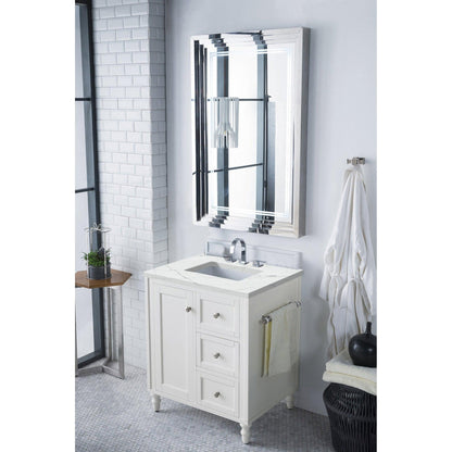 James Martin Vanities Copper Cove Encore 30" Bright White Single Vanity With 3cm Ethereal Noctis Quartz Top