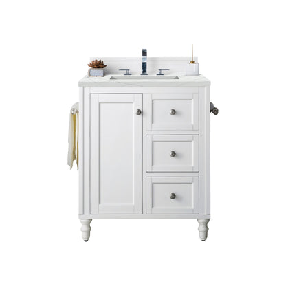 James Martin Vanities Copper Cove Encore 30" Bright White Single Vanity With 3cm Ethereal Noctis Quartz Top