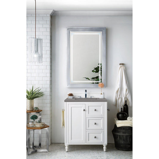 James Martin Vanities Copper Cove Encore 30" Bright White Single Vanity With 3cm Grey Expo Quartz Top