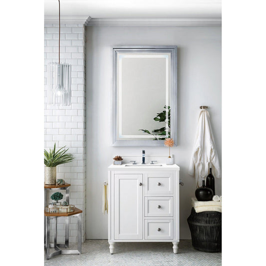 James Martin Vanities Copper Cove Encore 30" Bright White Single Vanity With 3cm White Zeus Quartz Top