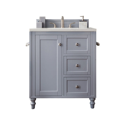 James Martin Vanities Copper Cove Encore 30" Silver Gray Single Vanity With 3cm Arctic Fall Solid Surface Top