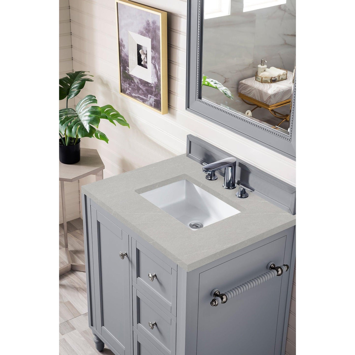 James Martin Vanities Copper Cove Encore 30" Silver Gray Single Vanity With 3cm Eternal Serena Quartz Top