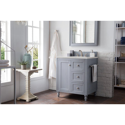 James Martin Vanities Copper Cove Encore 30" Silver Gray Single Vanity With 3cm White Zeus Quartz Top