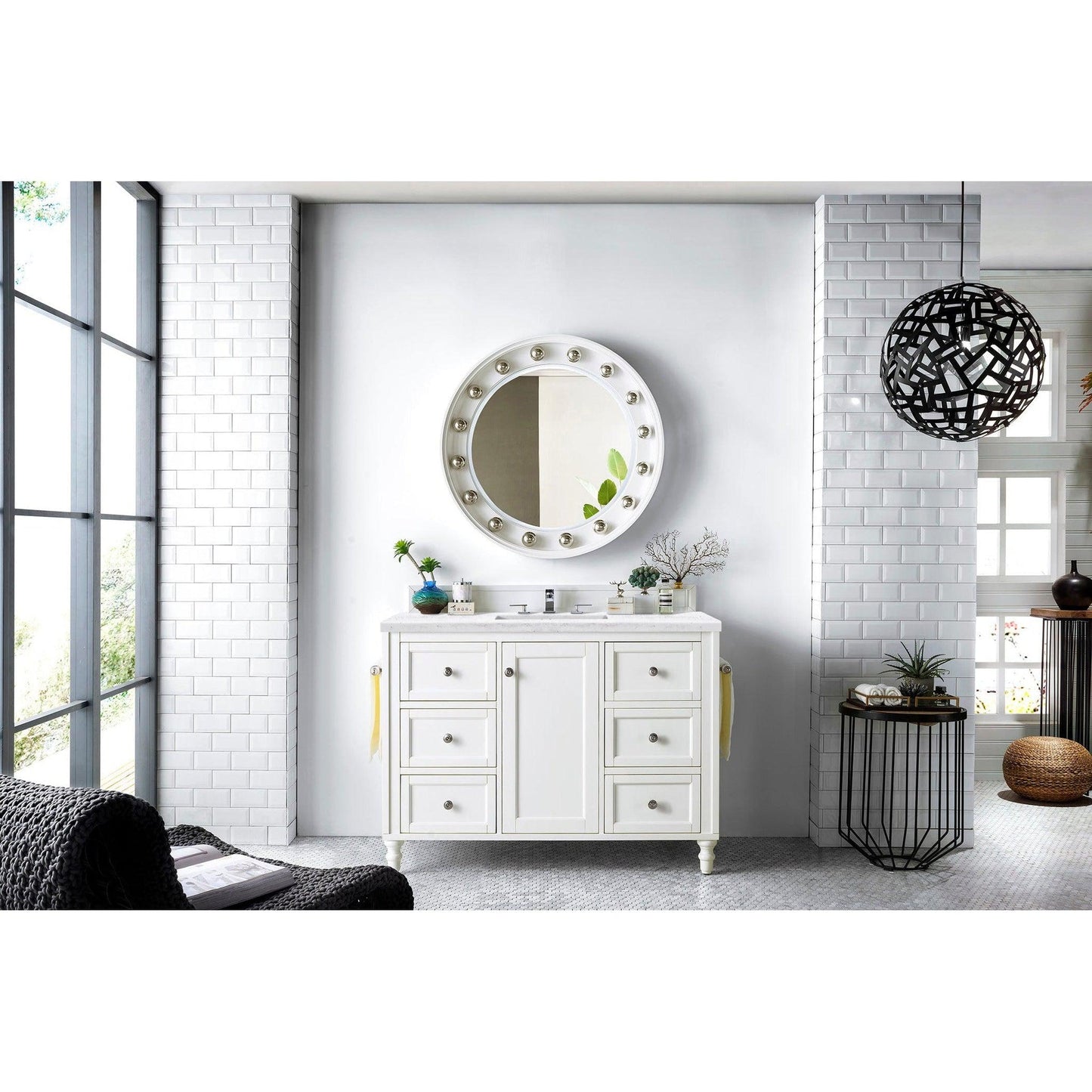 James Martin Vanities Copper Cove Encore 48" Bright White Single Vanity With 3cm Arctic Fall Solid Surface Top