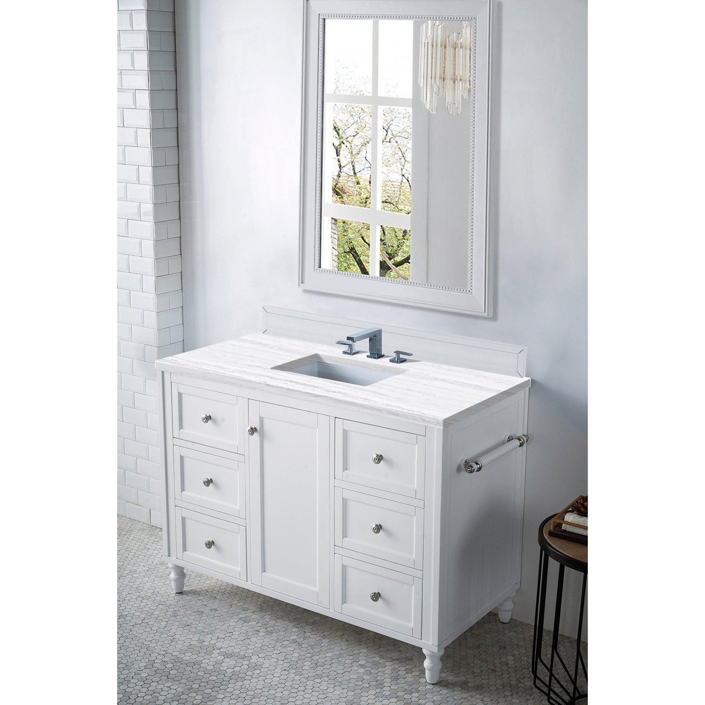 James Martin Vanities Copper Cove Encore 48" Bright White Single Vanity With 3cm Arctic Fall Solid Surface Top