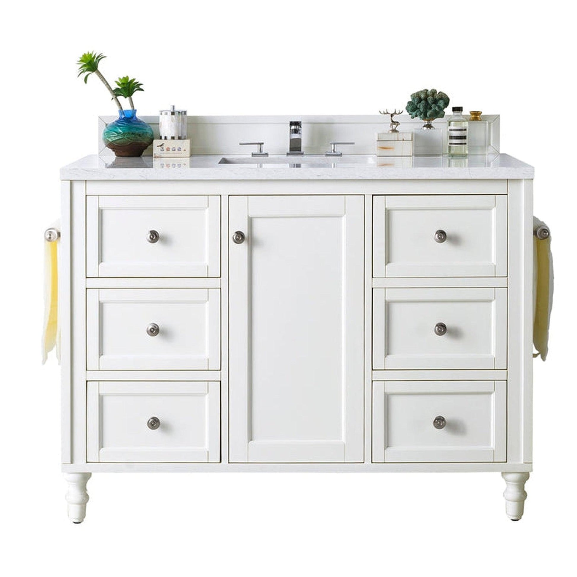 James Martin Vanities Copper Cove Encore 48" Bright White Single Vanity With 3cm Arctic Fall Solid Surface Top